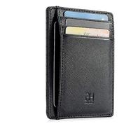 GH GOLD HORSE Slim RFID Blocking Card Holder Minimalist Leather Front Pocket Wallet for Women, Cross-Black, slim, Ultra Thin Leather Rfid Female Wallet With Card Slots for Traveling