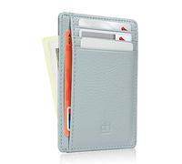 GH GOLD HORSE Slim RFID Blocking Card Holder Minimalist Leather Front Pocket Wallet for Women, Lichee Skyblue, S, Slim Minimalist Leather Women Front Pocket Wallets