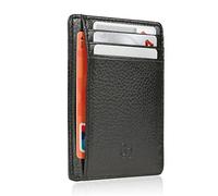 GH GOLD HORSE Slim RFID Blocking Card Holder Minimalist Leather Front Pocket Wallet for Women, Lichee Black, slim, Slim Women Wallet Leather Minimalist Rfid Blocking Card Holder