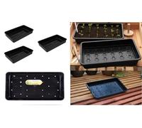 GH® Heritage Stackable Seed Tray Large L38cm x D23cm x H6cm Heavy Duty Deep Recycled Plastic Seed Trays Garden Greenhouse Seedling Growing Germination Tray (With Drainage Holes) Pack of 6