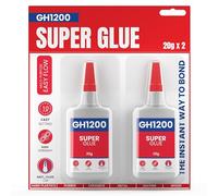 Gh1200 Super Glue All Purpose - 20g x 2 PCs Super Fast Superglue - General Strong Thick & Strong Adhesive Super Glue for Hard Plastic, DIY Craft, Rubber, Metal, Leather and Many More