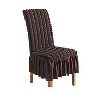 GHAKKE 2025 Striped Seersucker Dining Chair Slipcovers With Ruffle Skirt Stretch Parsons Chair Covers Country Style Home Kitchen Chair Protectors For Hotel Wedding Banquet(Brown,1PCS)