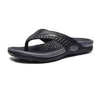 GHAKKE Acupressure Reflexology Massage Flip Flop With Arch Support For Flat Feet And Plantar Fasciitis, Foot Acupoint Massage Slippers Outdoor Summer Beach Sandal (Color : Black, Size : 9 UK)