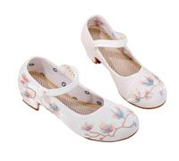 GHAKKE Chinese Embroidery Canvas Shoes For Women Casual Breathable Comfortable Round Toe Ballet Shoes Soft Vintage Traditional Style Mary Jane Yoga Walk Show Shoes (Color : White, Size : 5 UK)
