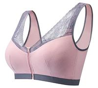 GHAKKE Mastectomy Bra Without Steel Ring After Breast Cancer Surgery Front Zipper Breathable Comfortable Lingerie Tank Top (Color : Pink, Size : XXL)