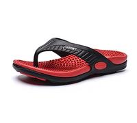 GHAKKE Men Flip Flop With Arch Support For Plantar Fasciitis, Acupressure Massage Slippers Open Toe Reflexology Sandals Summer Breathable Beach Shoes (Color : Red, Size : 7.5 UK)