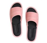 GHAKKE Men's Genuine Leather Slippers Indoor Open Toe Flat Sandals Women's Casual Lightweight Bedroom Hotel Slippers Non-Slip Comfort Home Office Shoes All Season Wear(Pink,35/36 EU)