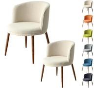 GHAKKE Round Curved Back Dining Chair Covers Mid Century Modern Curved Back Chair Slipcovers Bedroom Low Back Makeup Chair Covers Stretch Kitchen Chair Protectors For Hotel Office Cafe(White,2pcs)