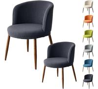 GHAKKE Round Curved Back Dining Chair Covers Mid Century Modern Curved Back Chair Slipcovers Bedroom Low Back Makeup Chair Covers Stretch Kitchen Chair Protectors For Hotel Office Cafe(Gray-01,2pcs)
