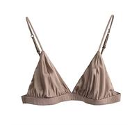 GHAKKE Silk Stretch Bra For Women Small Breast Ultra-Thin Soft Cups Low Back Bras Mulberry Silk French Sexy Bralette Lingerie (Color : Khaki, Size : Small)