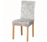 GHAKKE Soft Crushed Velvet Dining Room Chair Covers 2/4/6 PCS Stretch Parsons Chair Slipcovers Easy Fit Washable Plush Home Kitchen Chair Protectors For Banquet Hotel(Light Grey,6PCS)