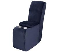 GHAKKE Velvet Plush Sectional Recliner Console Cover For Couch With Cup Holder And Storage, Stretch Middle Console Slipcovers For Reclining Sofa, Furniture Protector For Living Room(Navy Blue)