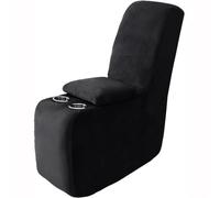 GHAKKE Velvet Plush Sectional Recliner Console Cover For Couch With Cup Holder And Storage, Stretch Middle Console Slipcovers For Reclining Sofa, Furniture Protector For Living Room(Black)