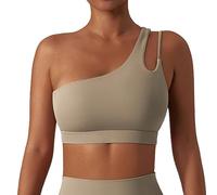 GHAKKE Woman Single Shoulder Strap Sport Bra Yoga Tank Top With Chest Pad Underwear Beautiful Back Absorb Sweat Training Vest (Color : Brown, Size : S)