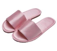 GHAKKE Women's Satin Slippers Indoor Outdoor Elegant Open Toe Slippers Lightweight Comfort Non-Slip Flat Sandals Casual Home Shoes For Office Hotel Travel Vacation(Pink,37/38 EU)