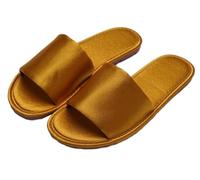GHAKKE Women's Satin Slippers Indoor Outdoor Elegant Open Toe Slippers Lightweight Comfort Non-Slip Flat Sandals Casual Home Shoes For Office Hotel Travel Vacation(Gold,37/38 EU)