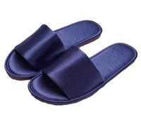 GHAKKE Women's Satin Slippers Indoor Outdoor Elegant Open Toe Slippers Lightweight Comfort Non-Slip Flat Sandals Casual Home Shoes For Office Hotel Travel Vacation(Navy,39/40 EU)