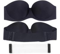 GHAKKE Women's Summer Strapless Invisible Bras Seamless Non-slip Push Up Bralette Backless Wrapped Breast Wedding Underwear (Color : Black, Size : C/36/80)
