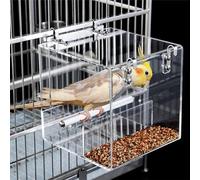 GHAMYEE No Mess Bird Feeder for Cage Bird Feeder Automatic Bird Feeder for Cage, Acrylic No Spill Bird Cage Feeder for Parakeet Parrot Cockatiels Lovebirds Canaries Finches Cage Seed Feeder (Small)