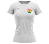 Ghana Badge Womens T Shirt Football Africa Nation Angolan Supporters Soccer Ladies Tee, L, White