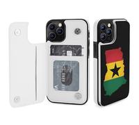 Ghana Flag And Map Printed Wallet Phone Case Unisex Trendy Cellphone Protective Cover Compatible with iPhone 12/12 Pro/12 Pro Max/12 Mini