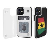 Ghana Flag And Map Printed Wallet Phone Case Unisex Trendy Cellphone Protective Cover Compatible with iPhone 12/12 Pro/12 Pro Max/12 Mini