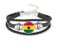Ghana Flag Bracelet,Flag Symbol Snap Button Bangle,Handmade Bead Woven Multilayer Adjustable Bracelet,National Cuff Rope Wristband Jewelry，For Man Woman Special Day'S Gift,Style,D,Adjustable