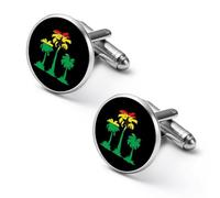 Ghana Flag Date Palms Trees Round Cufflinks for Men Classic Cuff Links Jewellery for Wedding Business Party