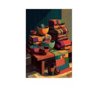 Ghana Kente Cloth Poster, Ewe Textile Folk Canvas Poster Wall Art Decor Print Picture Paintings for Living Room Bedroom Decoration 16x24inch(40x60cm)