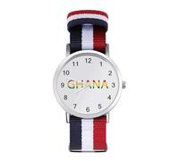 Ghana Text Art Wrist Watches for Men Women Casual Braided Strap Easy Reader for Work Workout