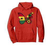 Ghanaian Flag Pride Ghana Roots Butterfly Women Girls Pullover Hoodie