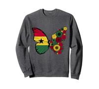 Ghanaian Flag Pride Ghana Roots Butterfly Women Girls Sweatshirt