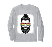 Ghanaian Flag Sunglasses Man Bun Beard Pride Long Sleeve T-Shirt