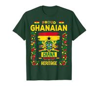 Ghanaian Roots Heritage Outfit Idea for Kids & Ghana Flag T-Shirt, Men, Dark Green, Small