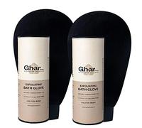 GHAR SOAPS Exfoliating Gloves for Body | Scrub Gloves for Dead Skin (Both Black Glove)