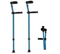 GHARAZ Folding Crutches, Men Forearm Crutches, Women Aluminium Crutches, Height Adjustable (Color : Blue, Size : 2 counts)