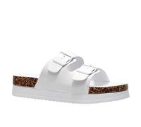 GHARIE CHAMPIONS Women’s Double-Button Adjustable Flat Sandals - Open Toe Non-Slip Slides Summer Casual Beachwear Shoes (WHITE, Adult, Women, 7, Numeric, UK Footwear Size System, Medium)