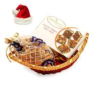Ghasitaram Gifts Christmas Gifts Healthy Hampers - Boat Basket with Sugarfree Mix and Almonds Pouch|Gift for Diwali,Holi,Rakhi,Valentine,Christmas,Birthday,Anniversary,Her,Him|