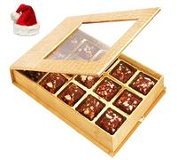 Ghasitaram Gifts Christmas Gifts Healthy Hampers - Golden Leather Finish 15 pcs Sugarfree Dates and Figs Bites Box