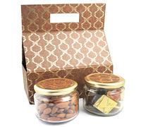 Ghasitaram Gifts Diwali Gifts - 2 Jars Bag Box of Assorted Bites and Almonds |Diwali,Holi,Rakhi,Valentine,Christmas,Birthday,Anniversary,Gift for Her,Him,Mothers Day,Fathers Day|