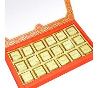 Ghasitaram Gifts Diwali Gifts Diwali Chocolates - 18 pcs Orange Printed Mixed Nuts Chocolate Box