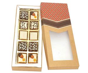 Ghasitaram Gifts Diwali Gifts Diwali Sweet - 10 pcs Assorted Choco Dryfruit Bites Kraft Box