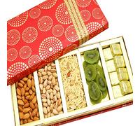 Ghasitaram Gifts Diwali Gifts Dry Fruits Hamper -Satin 5 Part Hamper Box