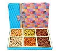 Ghasitaram Gifts Diwali Gifts Fruit n Nut 6 Part Box of Crunchy Cashews, Crunchy Peanuts and Flavoured Almonds 600 GMS