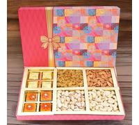 Ghasitaram Gifts Diwali Gifts Fruit n Nut Box of 4 Dryfruits, MEWA Bites and Mango Bites