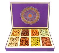 Ghasitaram Gifts Diwali Gifts Fusion 8 Parti Box of Crunchy Cashews, Crunchy Peanuts, Flavoured Raisins and Flavoured Almonds