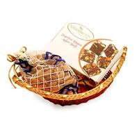 Ghasitaram Gifts Diwali Gifts Healthy Hampers - Boat Basket with Sugarfree Mix and Almonds Pouch|Gift for Diwali,Holi,Rakhi,Valentine,Christmas,Birthday,Anniversary,Her,Him|