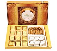 Ghasitaram Gifts Indian Sweets - Diwali Gifts Diwali Sweet - Big Box of 12 Pcs MEWA Bites, Kaju Katli and Methi Mathi