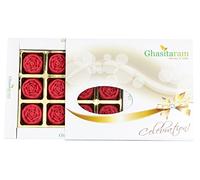 Ghasitaram Gifts Indian Sweets - Sweets Sugarfree Strawberry Roses 12 pcs White Box-350 GMS