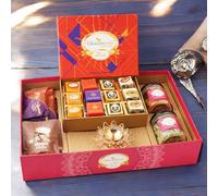 Ghasitaram Gifts Jaiccha Big Hamper Tray with Best Bites, Diya, and Crunchy Cashew, Flavour Raisins, MEWA Bites & Cookies|Gift for Diwali,Holi,Valentine,Birthday,Anniversary,Mothers Day,Fathers Day|